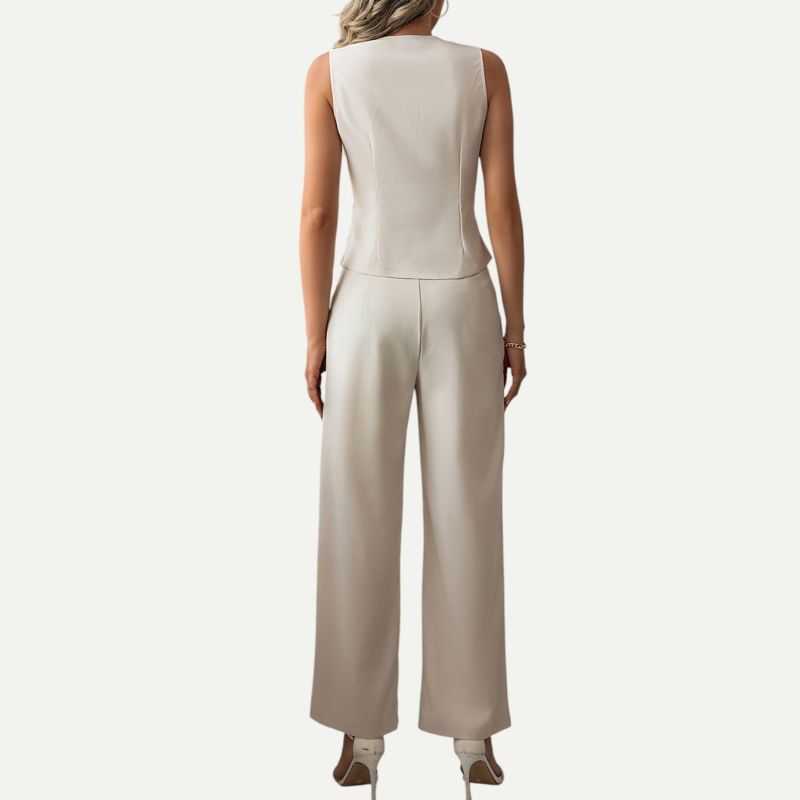 Ensemble Élégant Gilet et Pantalon Évasé pour Femme