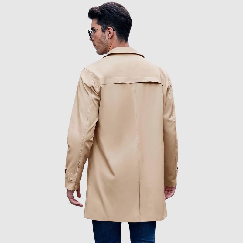 Manteau Trench à Col Revers et Manches Longues pour Homme