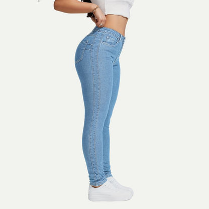 Jean Skinny Extensible Taille Mi-Haute pour Femme