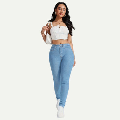 Jean Skinny Extensible Taille Mi-Haute pour Femme